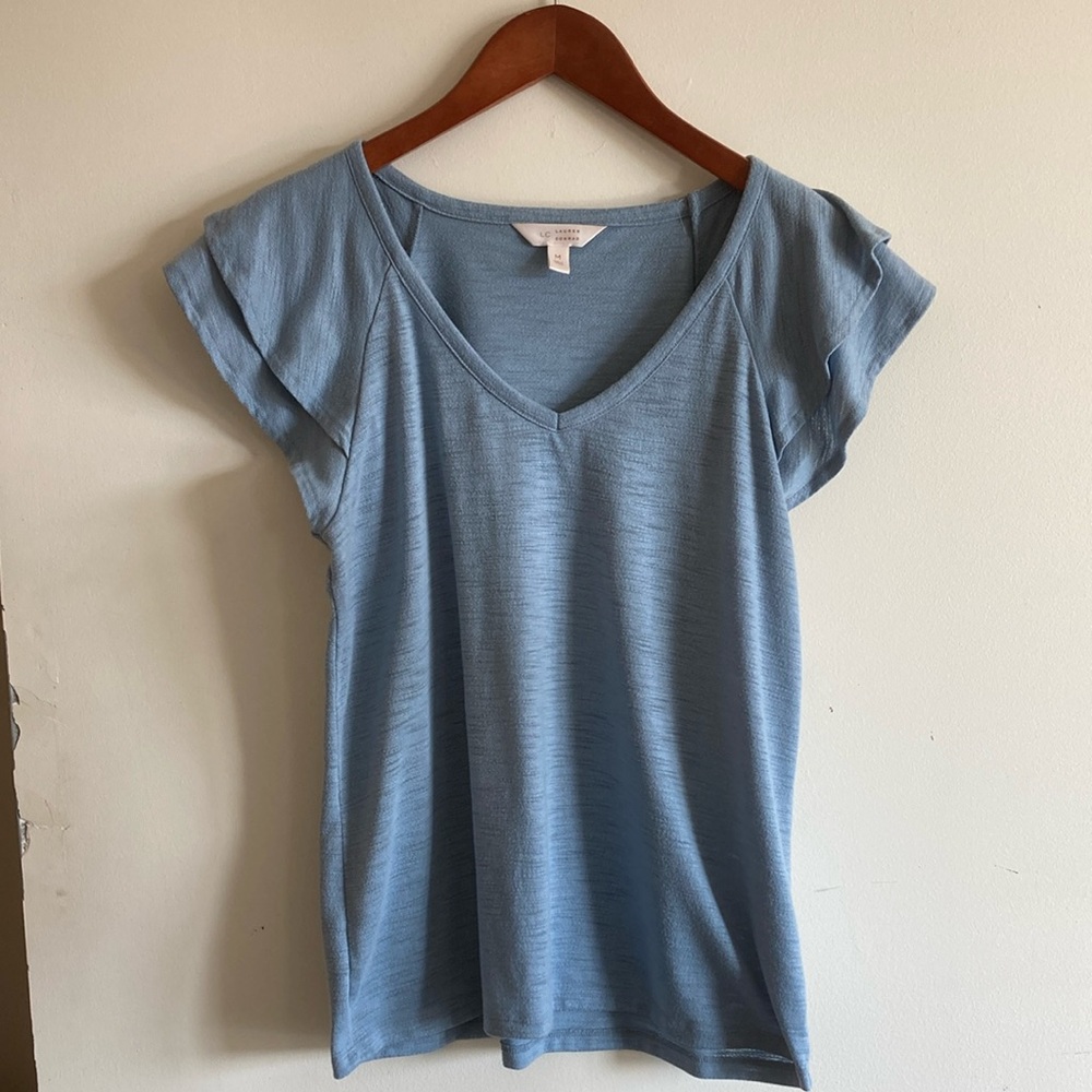 Women's Blue V-Neck Top